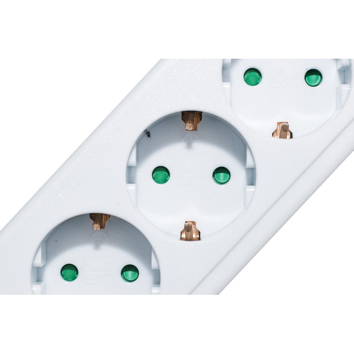 Контактний подовжувач Meister - кабель 2 м - білий - пластиковий кабель - IP20 для приміщень - окремий педальний вимикач / подовжувач живлення / кілька розеток / настільна розетка / Tido 6-контактний / 7430050, 6-