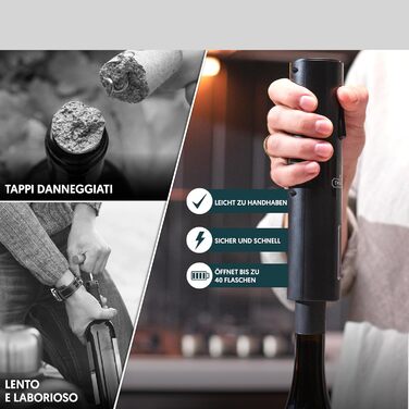 Штопор для вина 6-в-1 USB електричний відкривач для пляшок з різаком для капсул, наливачем, вакуумним насосом, ковпачком і USB-кабелем - електричний відкривач для вина для любителів вина