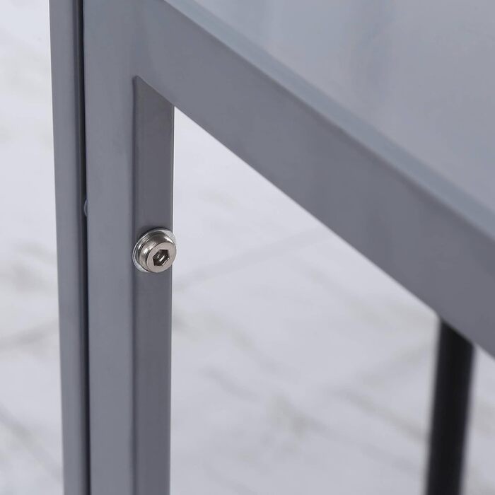 Обідній стіл HOMCOM 75 x 75 см, квадратний кухонний стіл для 4 осіб, обідній стіл із загартованого скла з металевими ніжками, сучасний стіл для кухні, їдальні та вітальні, сірий 75Д x 75Ш x 75В см