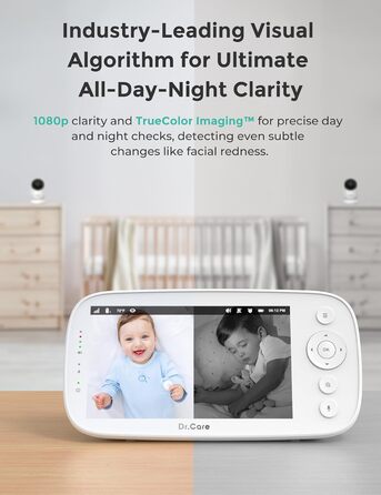 Радіоняня Dr.Care NovaView з 2 камерами - 5-дюймовий дисплей 1080P, ультранизьке випромінювання, акумулятор 5000 мАг, нічне баченн