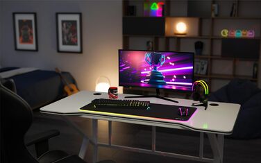 Комп&39ютерний стіл, ігровий стіл, офісний стіл, стіл для ПК - 120 x 60 см - два отвори для прокладання кабелів - ігровий домашній офіс - сталевий каркас, стільниця з вуглецевого волокна - білий, 1.6 White -