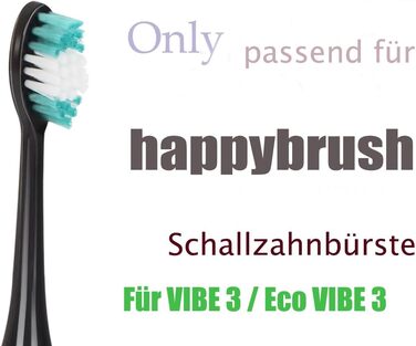 Насадки для щітки підходять для щіток Happybrush VIBE 3 Змінні щітки, змінна насадка для щітки підходить для Eco VIBE 3 - чорна - 10 шт. 10 чорна