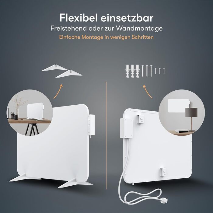 Інфрачервоний обігрівач BR Bringer 450 Вт з розумним термостатом, Wi-Fi та додатком - для настінного монтажу або як окремостоячий пристрій для невеликих приміщень площею до 10 м - дуже енергоефективний - німецький якісний бренд (білий) Білий 450 Вт