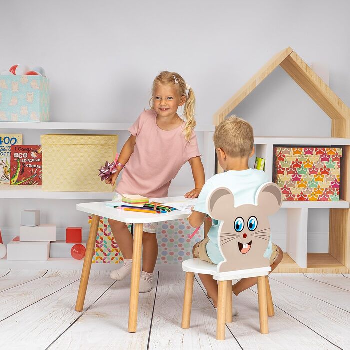 Дитячий стіл, дерев&39яний стіл для дитячої кімнати 50 x 60 x 47 см, подарунок для дітей віком 2, 3, 4, 5, 6, 7 років, меблі для самостійного складання - стіл для дітей