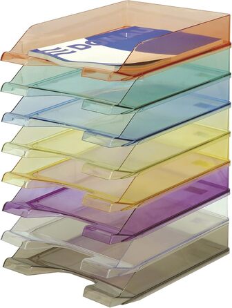 Стандартний прозорий лоток для листів DONAU, 6 предметів, кошик для листів A4, сучасний та штабелюваний, прозорий-кришталево чистий, настільний лоток, полістирол, 7470001PL-37