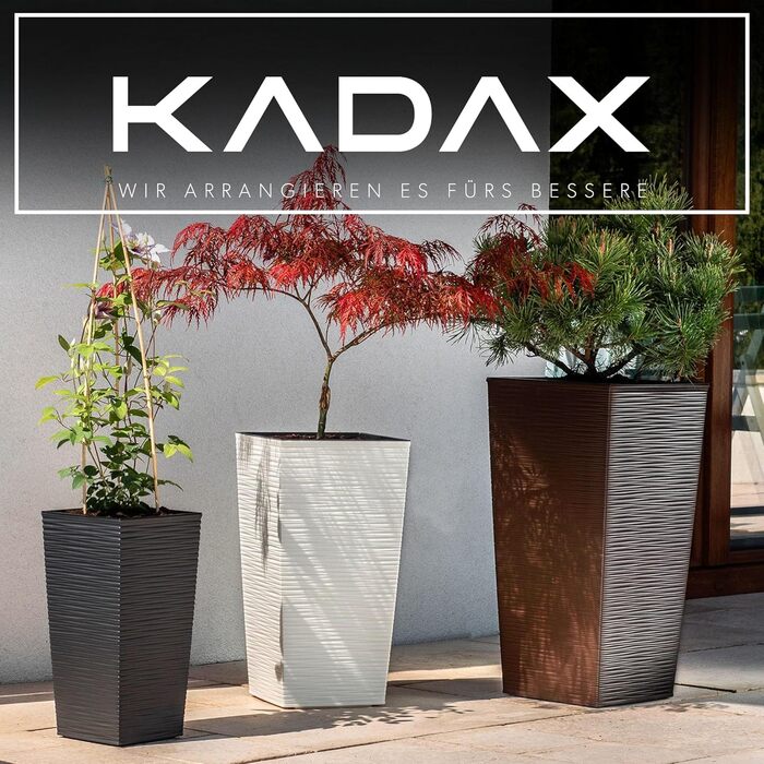 Набір з 3 рослинних горщиків KADAX з внутрішніми горщиками, висота 46,5/57,5/68 см, графіт міцні та всепогодні пластикові горщики для квітів, горщики для використання в приміщенні та на вулиці, висота 46/57/68 см, графіт