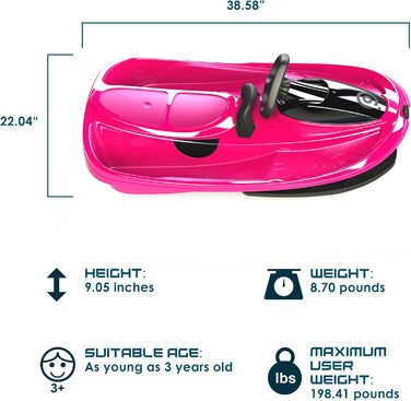 Снігохід Gizmo Riders Stratos Bob, двомісний, рожевий, 90 кг