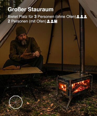 Намет OneTigris NORTHGAZE 2.0 Tipi для 2-4 осіб, кемпінговий намет на 4 сезони, водонепроникний, пірамідальний, 3000 мм (нейлон)