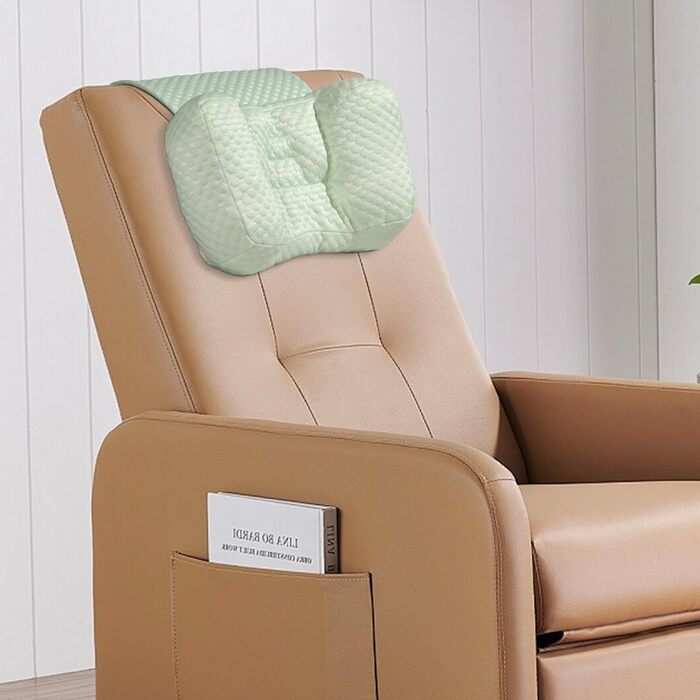 Подушка для шиї MABOZOO для крісел-реклайнерів з кишенею, подушка для підголівника для полегшення болю в шиї та підтримки шийного відділу хребта, подушка для голови-реклайнера для тих, хто спить на боці вдома, в офісі або під час подорожей, світло-зелена