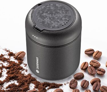 Контейнер для зберігання AROMA 30 г, нержавіюча сталь, з лаковим покриттям, оптимальний захист аромату завдяки вбудованому вентилю, з силіконовою прокладкою та регульованим індикатором дати, для кави, чаю, спецій 5.8 см x 6.8 см світло-сіро-блакитний