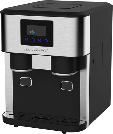 Машина для подрібненого льоду Rosenstein & Shne професійна машина для виробництва кубиків льоду з подрібненим льодом і холодною водою, сенсорний дисплей розміру XXL (машина для подрібненого льоду, машина для кубиків льоду та подрібненого льоду, форми для 