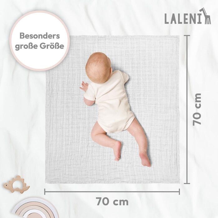 Серветки для відрижки Laleni дитячі в наборі 10 шт. з чистої бавовни - нетоксичні муслінові серветки дитячі 70х70 - поглинаючі мус