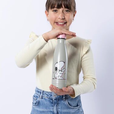 Пляшка з подвійними стінками з нержавіючої сталі - Герметична - для дівчаток - 500 мл - Ідеально підходить для використання в дорозі, сіра