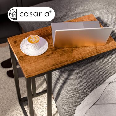 Дерев&39яний журнальний столик Casaria, чорний, вантажопідйомність 40 кг, висота 70 см, 50x35 см, маленький столик на колесах, журнальний столик для ноутбука, С-подібна тумбочка для вітальні, металевий каркас, чорний/коричневий