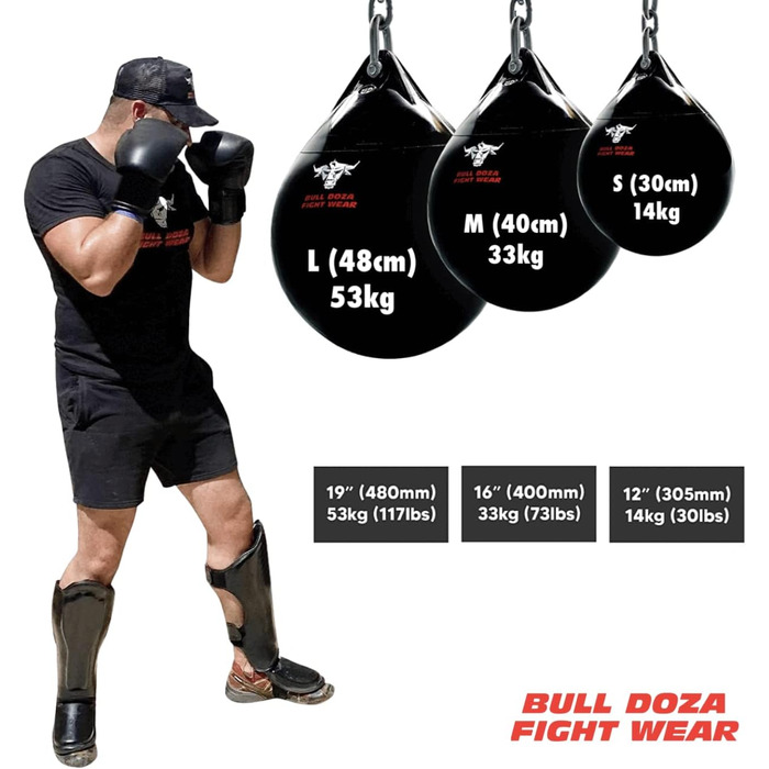 Боксерський мішок Bull Doza Fight Wear Water - Міцний - Водонепроникний - Три розміри M (40 см) 33 кг