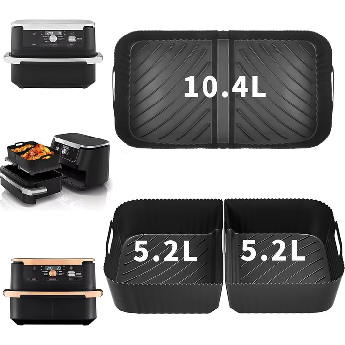 Аксесуари для фритюрниці для Ninja Foodi Flexdrawer 10.4L AF500EU AF500EUCP, Cecotec 9000, 110.4L25.2L Аксесуари для силіконової форми, Силіконові аксесуари для фритюрниці, 3