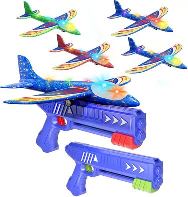 Іграшка-літак Doloowee, 3 пінопластові літаки з катапультою, іграшкова іграшка для дітей віком від 4 років, подарунок для хлопчиків та дівчаток 4, 5, 6, 7, 8, 9, 10 років, світло-блакитний
