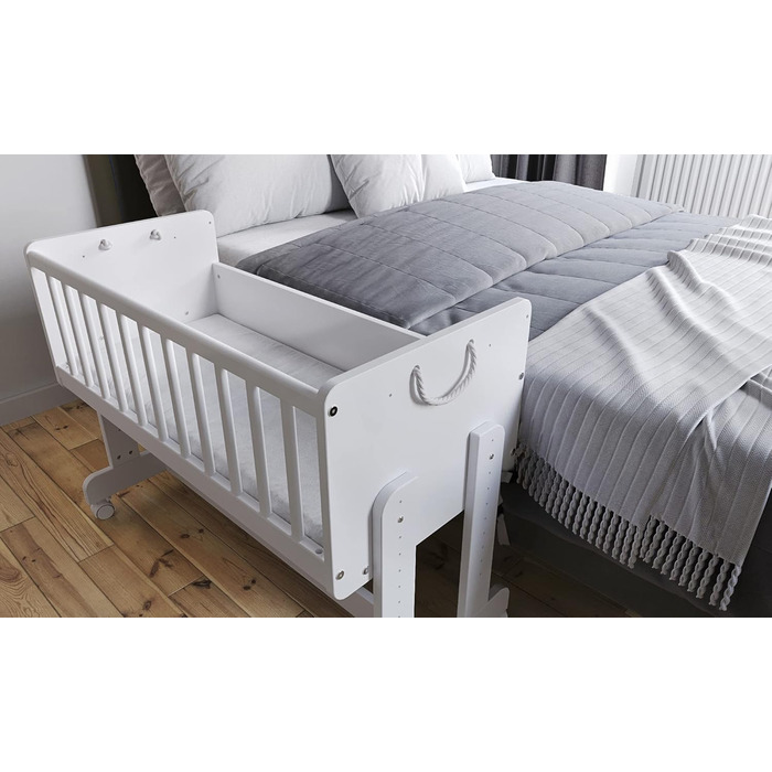 Дитяче ліжечко/спальне місце Love For Sleep 90x40 см з матрацом, колиска на колесах, біле Дитяче ліжко SMARTCRIB, дерев&39яне - Дитяче ліжко