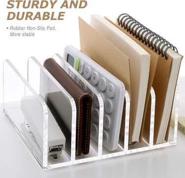 Тримач для листів SANRUI настільний, органайзер для листів з 5-мм акрилу, прозорий тримач для листів для офісу, сім&39ї, домашнього офісу, 5 відділень, легко миється, розміри В 7,5 x 16 x 15 см, модульний, стабільний та компактний