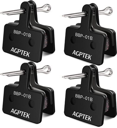 Гальмівні колодки AGPTEK 4 шт. для велосипеда, дискові гальмівні колодки, високопродуктивні гальмівні колодки, дискові гальмівні колодки та пружина (смола) для гірських велосипедів, дискові гальма, велосипедні колодки, гальмівні колодки (4 шт.), чорні