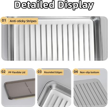 Набір із 4 контейнерів для свіжих делікатесів, харчові контейнери з нержавіючої сталі, штабельовані холодильні контейнери, придатні для охолодженого та замороженого зберігання сиру, ковбаси та інших продуктів.