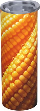 Кухоль з прямою трубочкою, 590 мл, дизайн кукурудза, дорожній кухоль з принтом, підходить для кемпінгу, офісу та дому