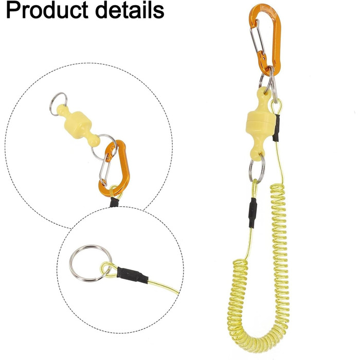 Страхувальна мотузка для рибальського інструменту з магнітною застібкою та еластичним ременем для максимального охоплення (золото)