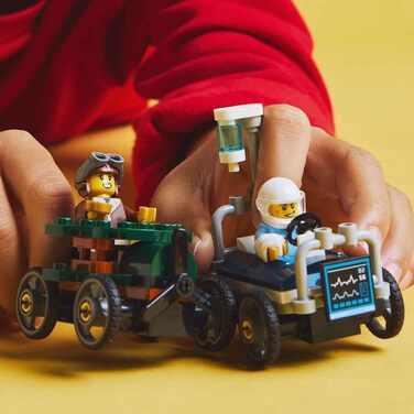 Набір LEGO City Літак проти гоночного автомобіля на лікарняному ліжку - Іграшка для хлопчиків і дівчаток від 5 років - Конструктор