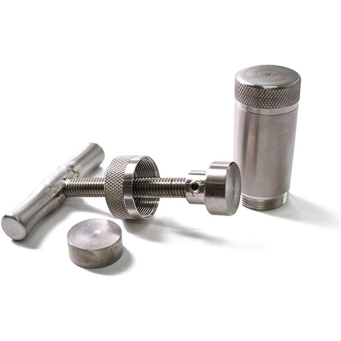 Прес для пилку з нержавіючої сталі, T-Press, ручка, інструмент, міцний, довговічний, анодований, пилок спецій (срібло)