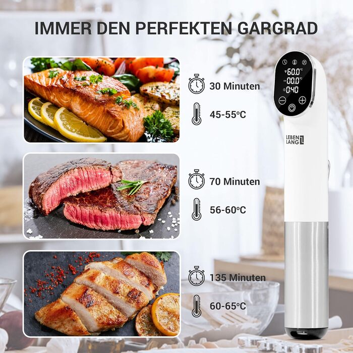 Стік LIFELONG 1200 Вт Sous Vide - з керуванням додатком I Приготування з нержавіючої сталі з таймером для м'яса, риби, овочів Сувідестаб Сус Гарер Susvide Sovit Souvidgarer Sou Vid Souc Vide Rod Stick