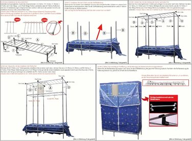 Тканинна шафа, міцна, тканинна розкладна шафа для спальні з рейкою для одягу та полицями, гардеробна шафа з вішалкою для одягу, 126x46x173 см, сіра смужка.