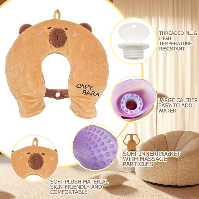 Грілка для шиї, подушка для шиї, грілка з м&39яким чохлом, грілка для шиї та плеча, подарунки для зимового тепла, для жінок, матерів, батьків (Капібара)