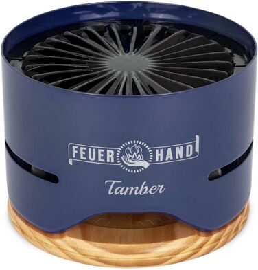 Настільний гриль Feuerhand Tamber синього кольору Емальована решітка для гриля З антипригарним покриттям Горіння з низьким рівнем диму Зливні канавки для мастила та рідин, що подаються зі столом гриль на вугіллі