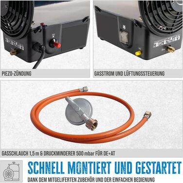 Газовий вентилятор-обігрівач Gde 85006 GGH 17 INOX (17 кВт, пальник з нержавіючої сталі, корпус з нержавіючої сталі, шланг 1,5 м, редуктор тиску)