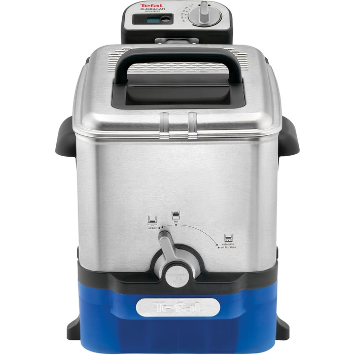 Фритюрниця Tefal FR8040 Oleoclean Pro Inox & Design 2300 Вт Місткість 1,2 кг Знімний резервуар для масла Автоматична фільтрація масла / жиру Таймер Термостат 3,5 л Чорний/Нержавіюча сталь 3,5 л 1,2 кг