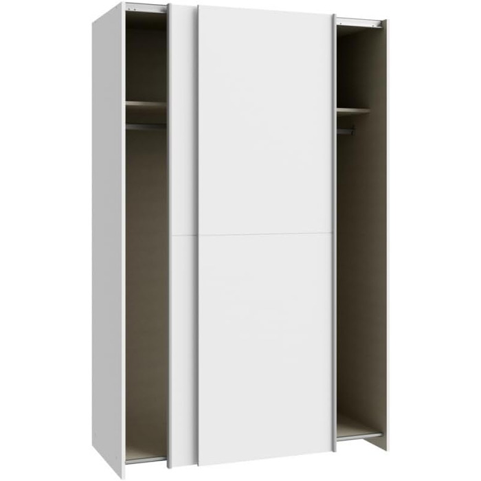 Шафа Forte Furniture у шахи та клітинку 120, дводверна шафа з розсувними дверима, інженерна деревина, білий колір, ширина 120,1 см, висота 190,5 см, глибина 61,2 см Білий 120,1/190,5/61,2