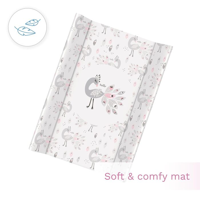 Пеленальний матрацик з твердою основою 70 х 50 см підходить для ліжечка 120 х 60 см (павич)