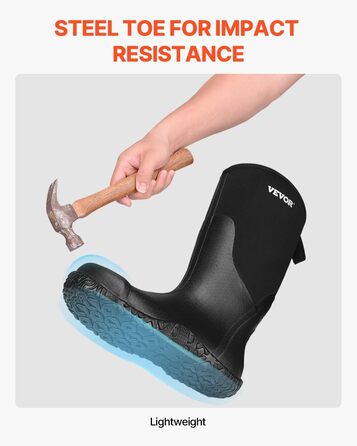 Чоловічі гумові чоботи VEVOR, чорні, розмір 45.5 EU