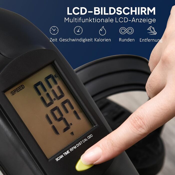 Міні-велотренажер HOMCOM з LCD-дисплеєм для літніх людей, чорно-сріблястий