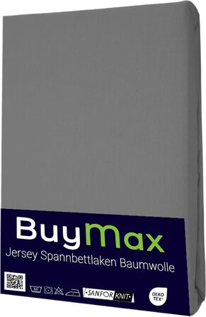 Простирадло Buymax 90x200см подвійний пакет 100 бавовна простирадло простирадло, висота матраца до 25 см, колір Антрацит-сірий 90x