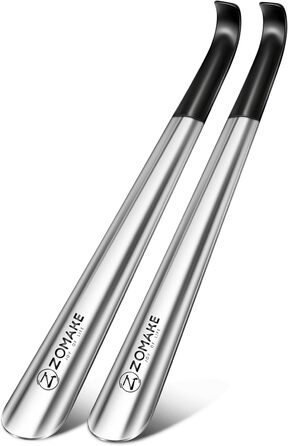 Ріжок для взуття металевий довгий 42 см, довгий ріжок для взуття з нержавіючої сталі, набір з 2 шт. - довгий міцний ріжок з чорним