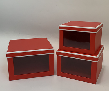 Подарункові коробки UFO W2019 Набір 3 шт Red/White квадр. (6885152)