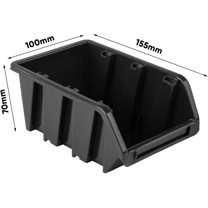 Штабелювані коробки для зберігання, настінна полиця 772 x 780 мм - система зберігання, контейнери для зберігання з відкритим фасадом, полиця для контейнерів - стінові панелі, 82 предмети, чорні коробки