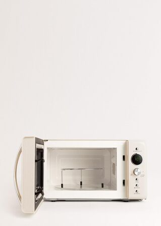 СТВОРИТИ/МІКРОХВИЛЬОВА ПІЧ РЕТРО/Цифрова мікрохвильова піч з функцією гриля кремово-білий/ретро стиль, ємність 20 л, посуд Ø245 мм, 3 програми, 9 попередньо встановлених меню, багатоступеневе приготування, РК-дисплей