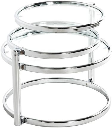 Журнальний столик HAKU Furniture, хром, метал, безпечне скло - Розміри Ш 58-140 см x В 43 см x Г 50 см, Стиль Сучасний