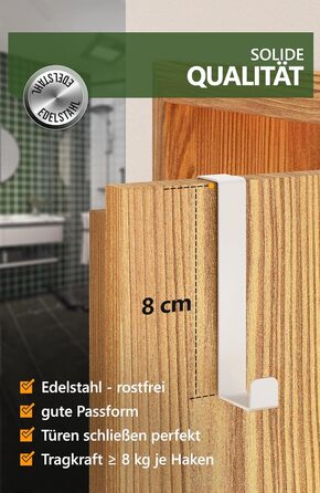 Дверні гачки 4smile - набір з 10 шт. , білі - дверні гачки з нержавіючої сталі для підвішування, універсального використання, двер