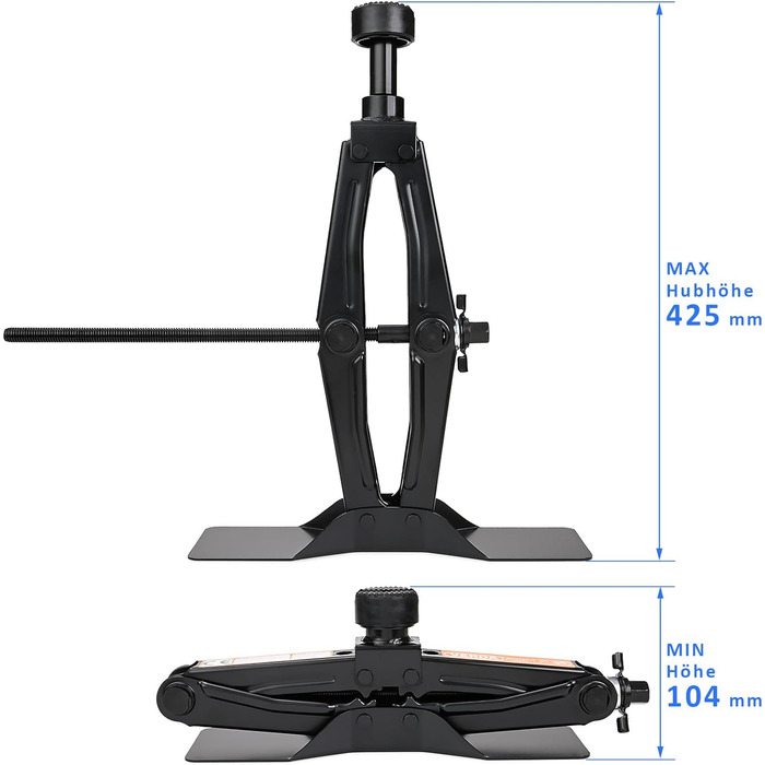 Домкрат ножичний 2T, 104-425 мм, комплект автомобільного домкрата з тріскачкою, сталевою колоною та гумою, автомобільний домкрат, збільшена сталева пластина, портативний домкрат для автомобіля MPV позашляховик SN4568
