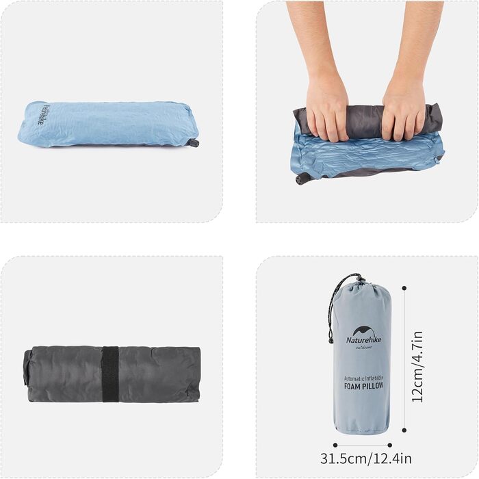 Подушка для кемпінгу Naturehike, дорожня подушка, пляжна подушка, поперекова подушка, самонадувна подушка, аксесуар для кемпінгу, легка та портативна, підходить для кемпінгу, пляжу, подорожей, автофургона, синя