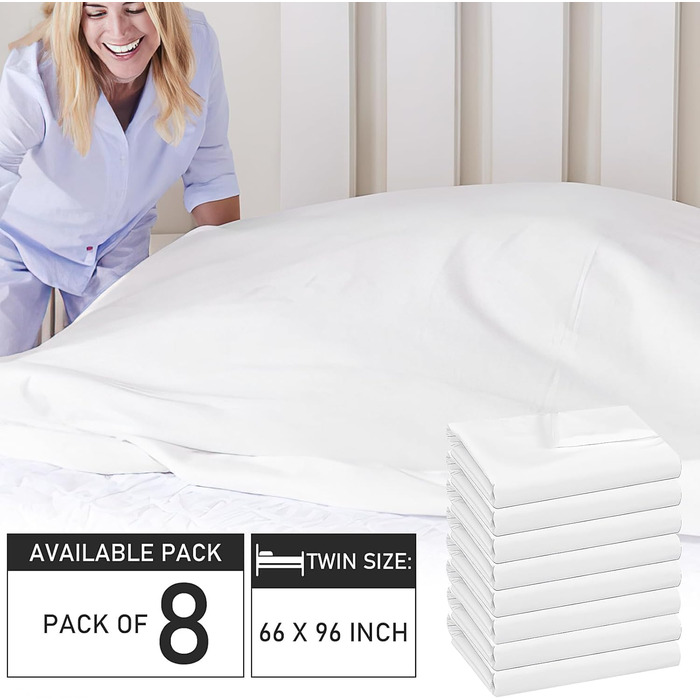 Предметний комплект постільної білизни/простирадл/домашніх рушників 168x244 - Плоске простирадло з мікрофібри, надзвичайно м&39яке, біле, прості класичні готельні простирадла без гумки, плоске простирадло, домашній рушник, білий 2, 8-