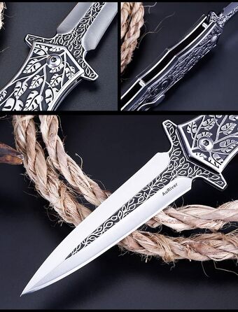 Складаний ніж AuRiver, кишеньковий ніж хрестоносець з дерев'яною та металевою ручкою Двостороння рукоятка прикрашена хрестами, кре